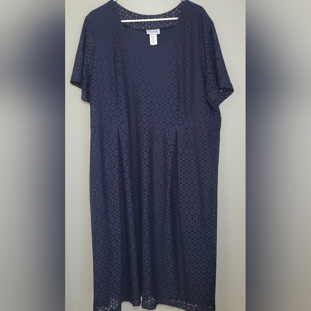 Blair Navy Eyelet Midi Dress 2XL EC